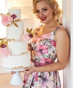 New In Miss Candyfloss Kaitlin Taffy 50's Swing Dress Pink