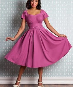 New In Miss Candyfloss Petunia 50's Swing Dress Violet