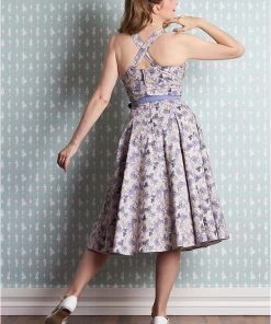 Miss Candyfloss Lirra Floral 50's Swing Dress Purple