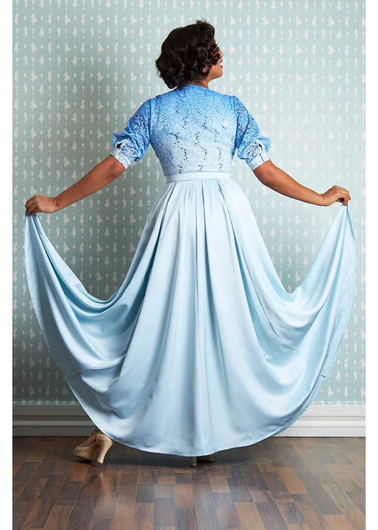 New In Miss Candyfloss Sacnite Lee 40's Maxi Dress Sapphire