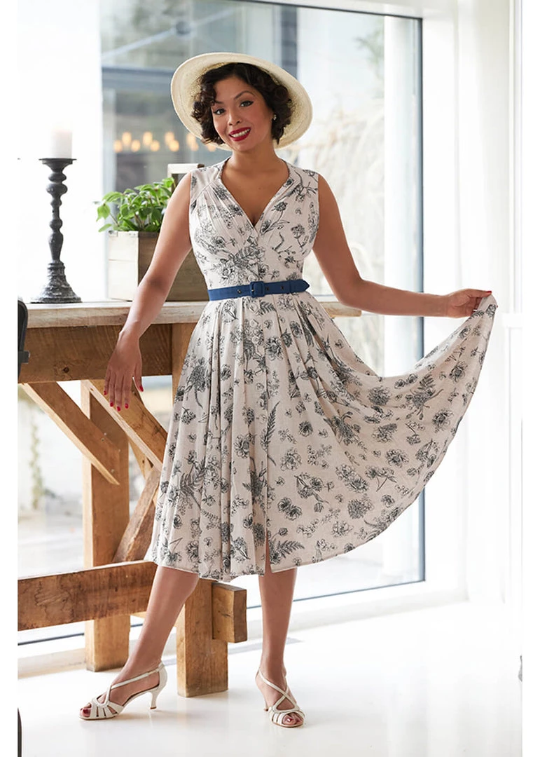 New In Miss Candyfloss Krista Lee 50's Swing Dress Navy