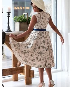 New In Miss Candyfloss Krista Lee 50's Swing Dress Navy