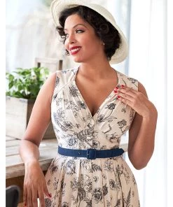 New In Miss Candyfloss Krista Lee 50's Swing Dress Navy