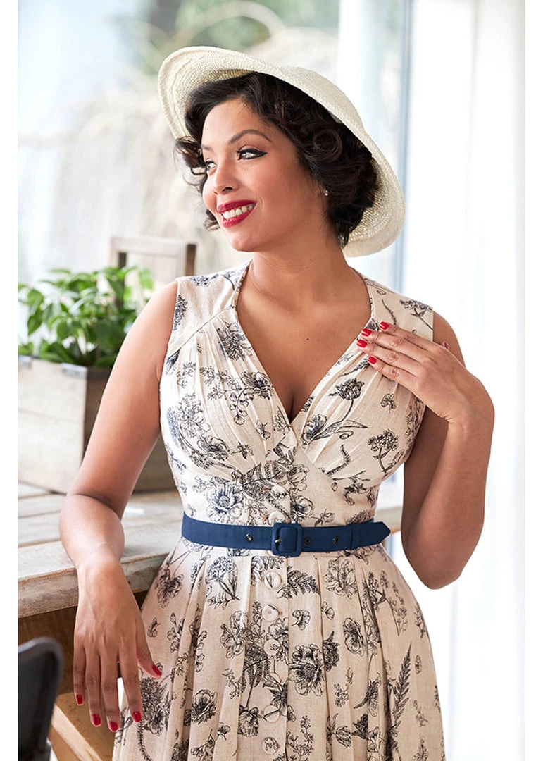 New In Miss Candyfloss Krista Lee 50's Swing Dress Navy