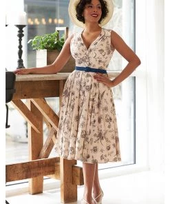 New In Miss Candyfloss Krista Lee 50's Swing Dress Navy