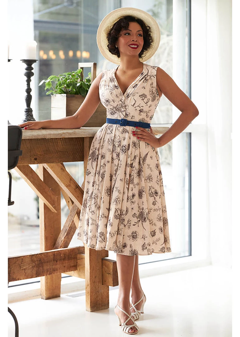 New In Miss Candyfloss Krista Lee 50's Swing Dress Navy