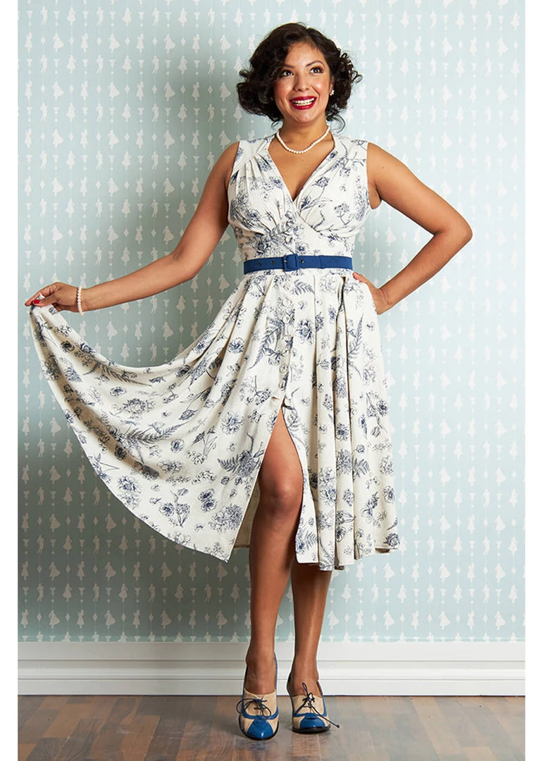 New In Miss Candyfloss Krista Lee 50's Swing Dress Navy