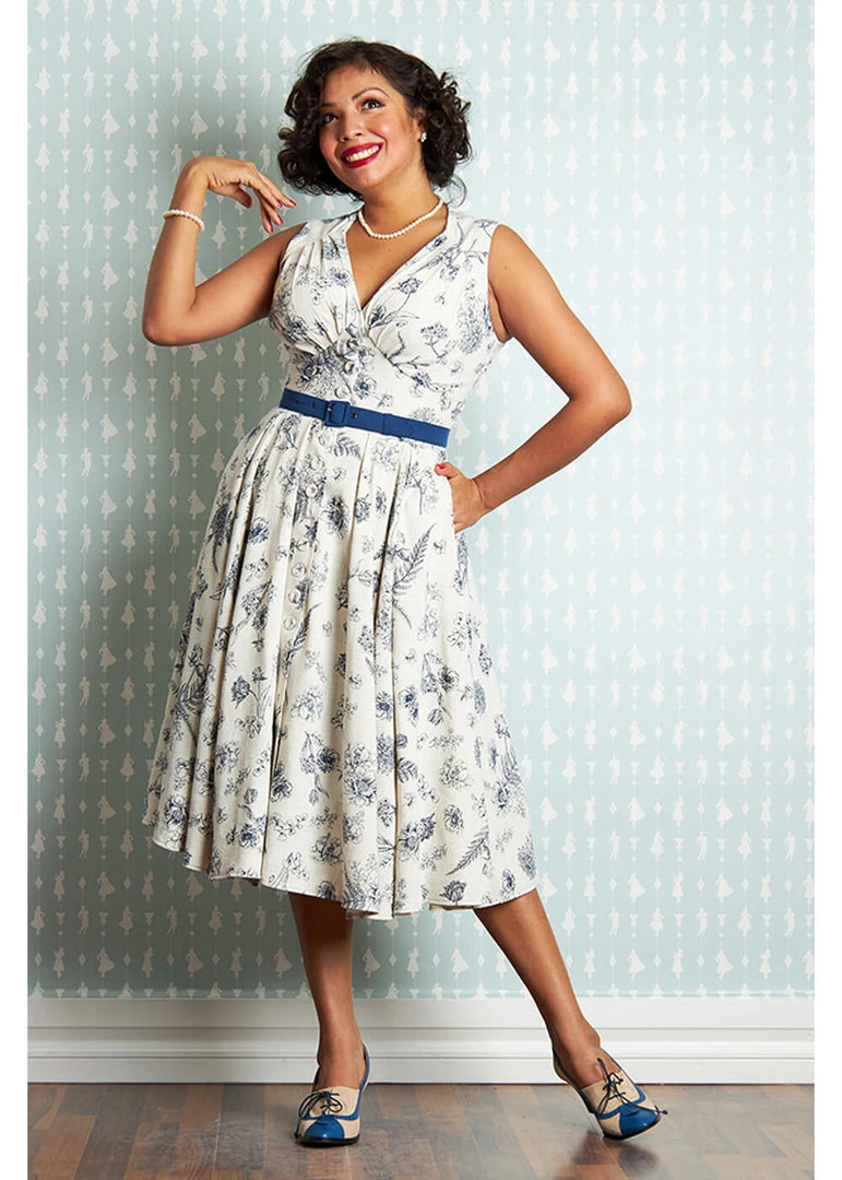 New In Miss Candyfloss Krista Lee 50's Swing Dress Navy