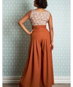 Miss Candyfloss Riley 40's Palazzo Trousers Rust New In