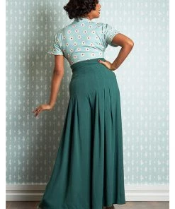Miss Candyfloss Harper Gia 40's Palazzo Trousers Emerald Green