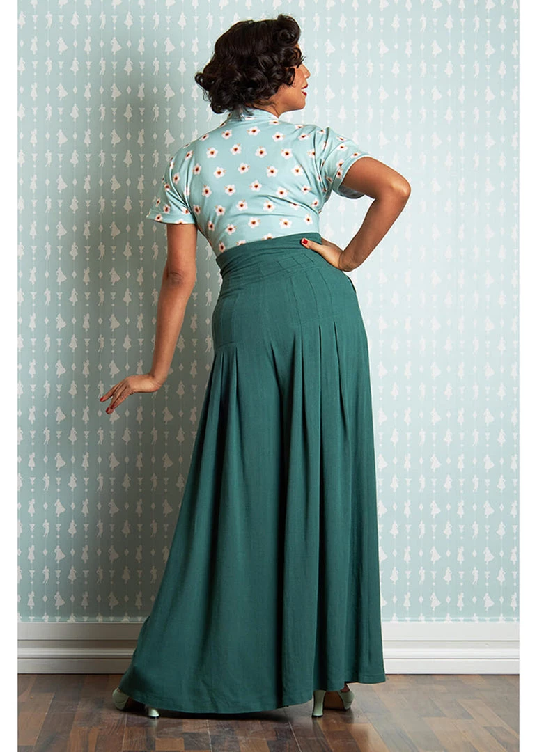 Miss Candyfloss Harper Gia 40's Palazzo Trousers Emerald Green