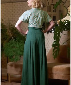 Miss Candyfloss Harper Gia 40's Palazzo Trousers Emerald Green