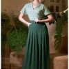 Miss Candyfloss Harper Gia 40's Palazzo Trousers Emerald Green