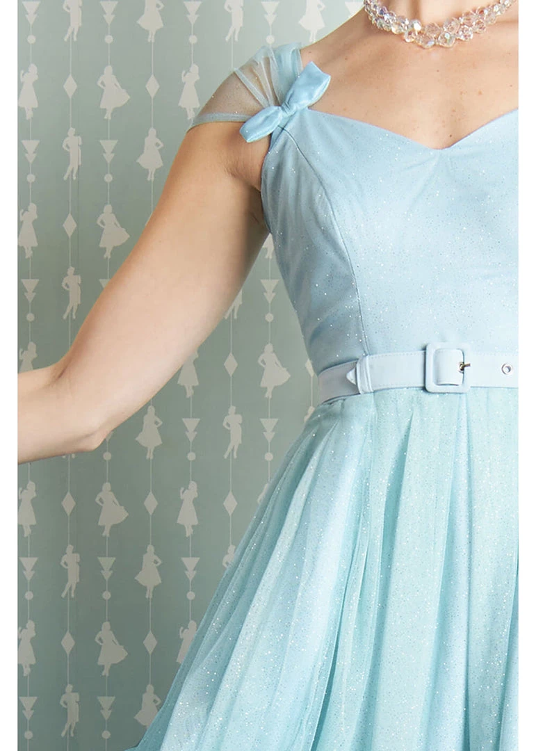 New In Miss Candyfloss Danjela Lee 50's Gown Maxi Dress Celestine Blue