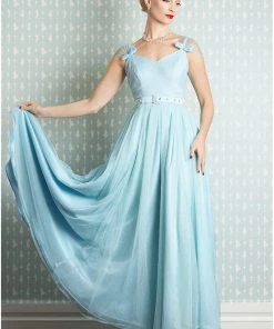 New In Miss Candyfloss Danjela Lee 50's Gown Maxi Dress Celestine Blue