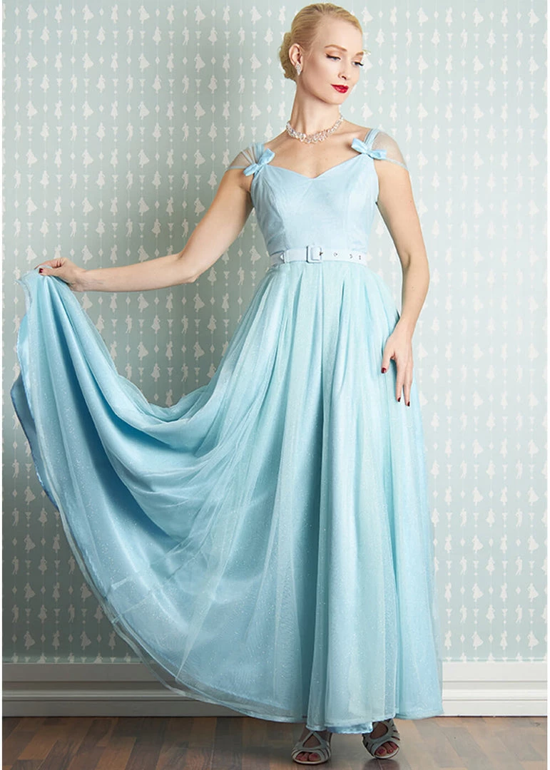 New In Miss Candyfloss Danjela Lee 50's Gown Maxi Dress Celestine Blue