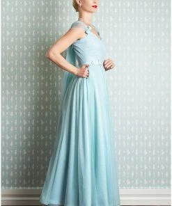 New In Miss Candyfloss Danjela Lee 50's Gown Maxi Dress Celestine Blue