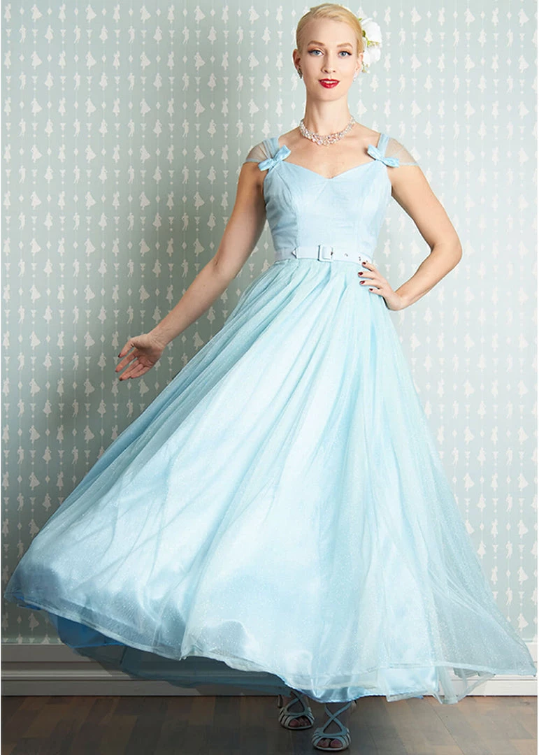 New In Miss Candyfloss Danjela Lee 50's Gown Maxi Dress Celestine Blue
