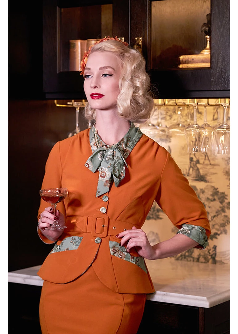 Miss Candyfloss Bonny Fire 40's Blazer Jacket Rust