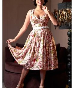 Miss Candyfloss Caroline Blush 50's Swing Dress Pink New In