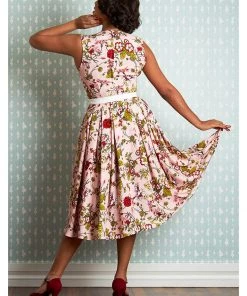 Miss Candyfloss Caroline Blush 50's Swing Dress Pink New In
