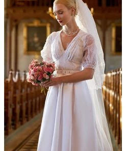 Miss Candyfloss Sabella May Lace 40's Maxi Dress Quartz White New In