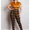 New In Miss Candyfloss Luca Tartan 50's Trousers Mustard