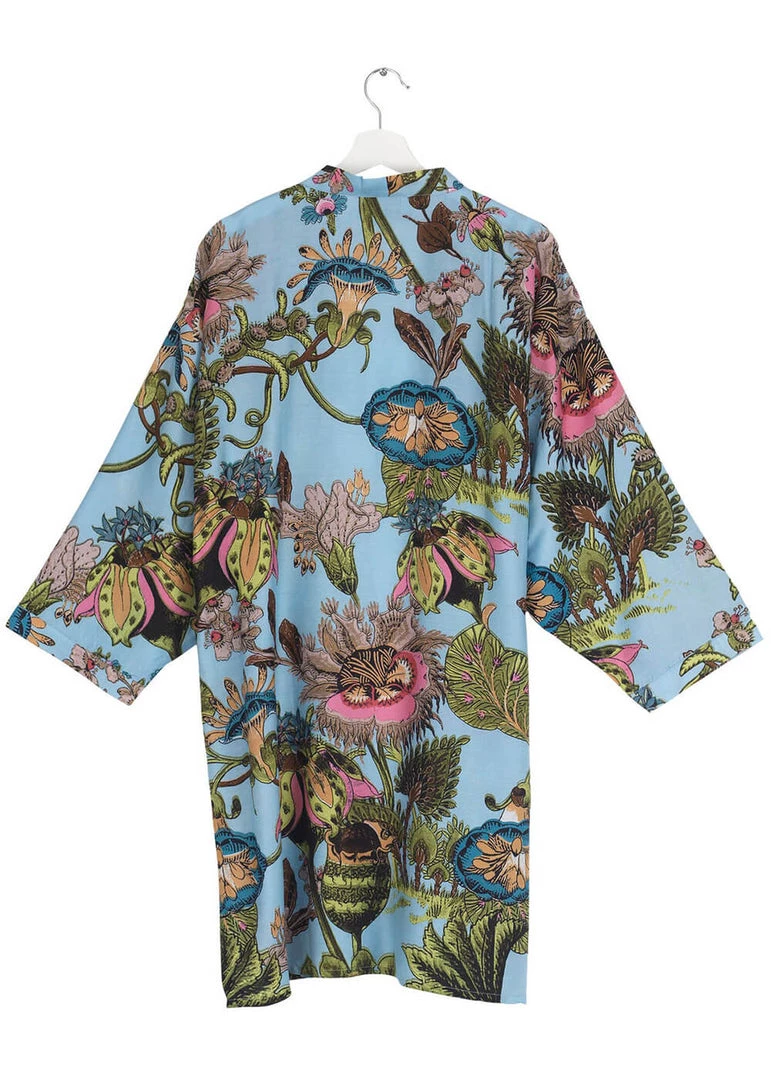 New In One Hundred Stars Eccentric Blooms Midi Kimono Sky Blue