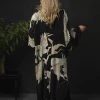 New In One Hundred Stars Stork Crepe Long Kimono Black