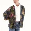 One Hundred Stars Eccentric Blooms Short Kimono Grey New In