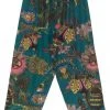 One Hundred Stars Eccentric Blooms Crepe Trousers Teal New In