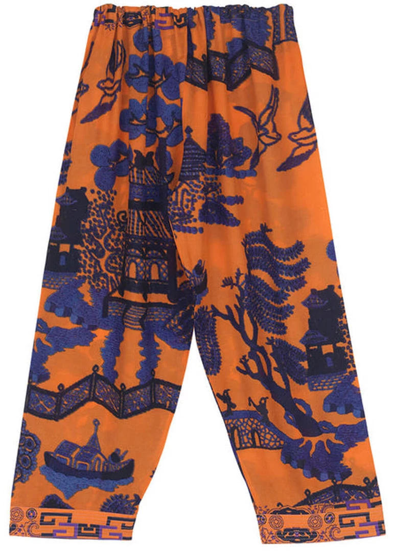 New In One Hundred Stars Giant Willow Crepe Trousers Orange