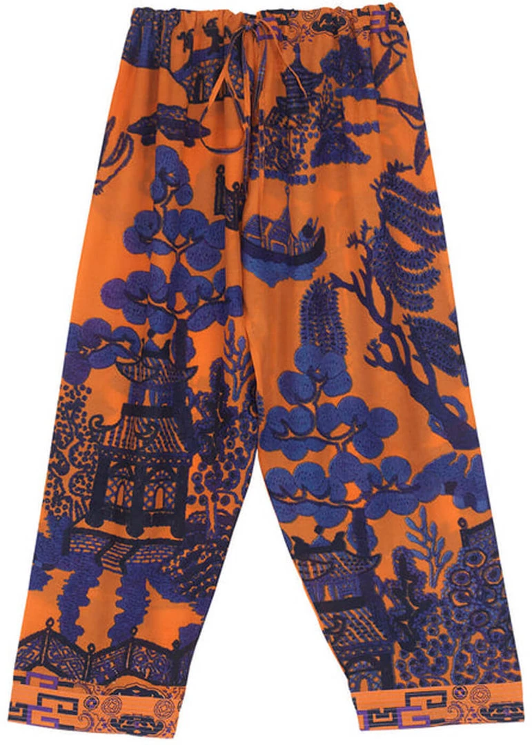 New In One Hundred Stars Giant Willow Crepe Trousers Orange