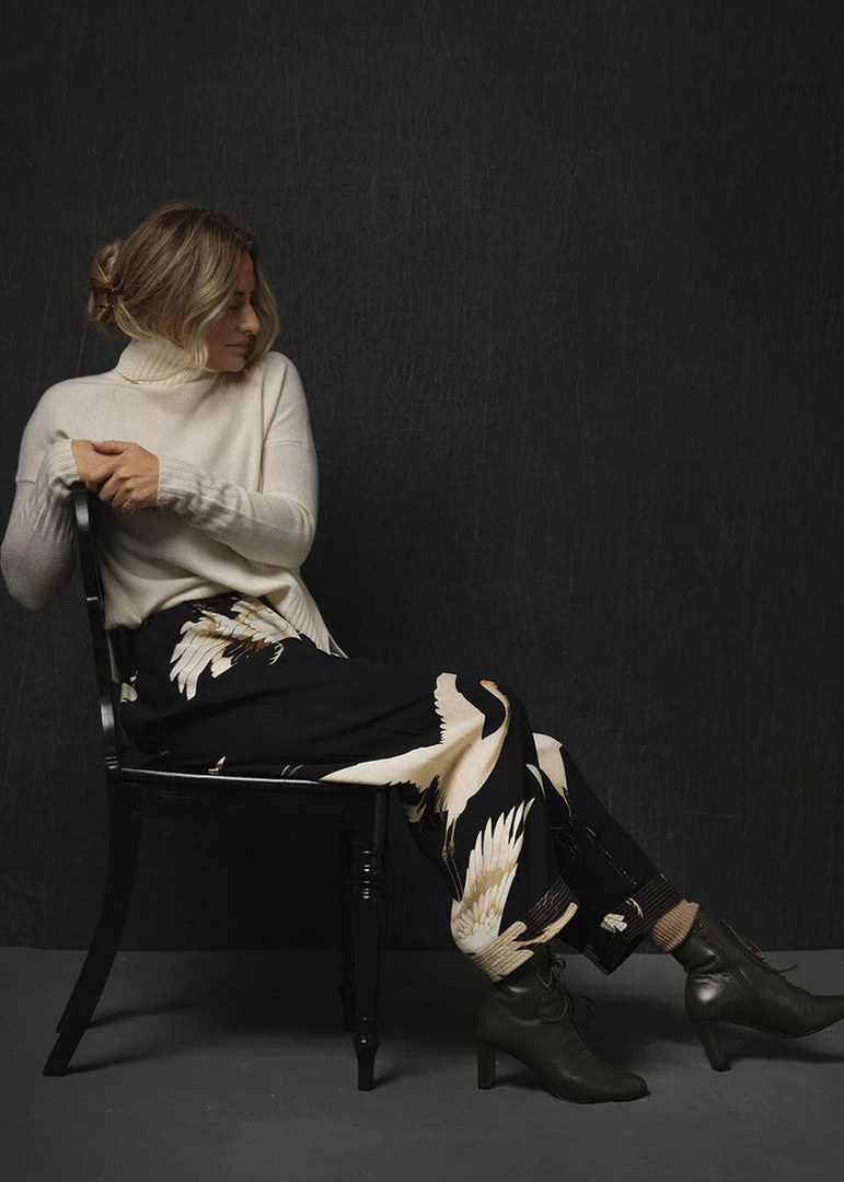 One Hundred Stars Stork Crepe Trousers Black New In