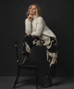 One Hundred Stars Stork Crepe Trousers Black New In