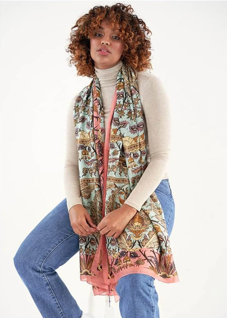 One Hundred Stars Decadent Scarf Aqua New In