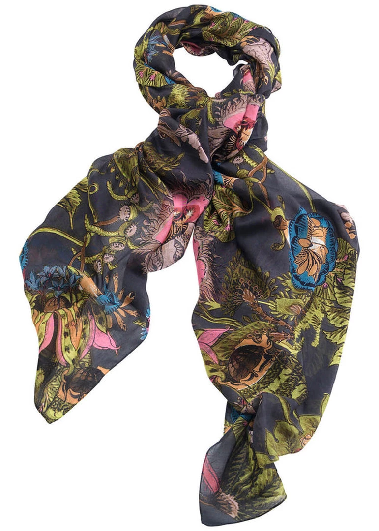 New In One Hundred Stars Eccentric Blooms Scarf Charcoal