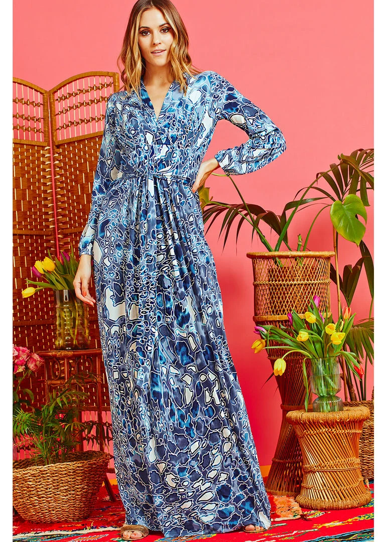Onjenu Jerry Gena 70's Maxi Dress Blue