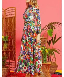 Onjenu Lauren Donna 70's Maxi Dress Multi New In