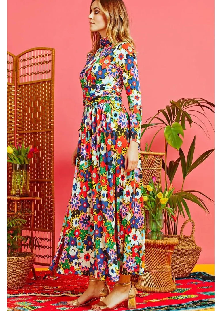 Onjenu Lauren Donna 70's Maxi Dress Multi New In