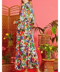 Onjenu Lauren Donna 70's Maxi Dress Multi New In