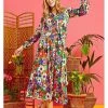 New In Onjenu Sharon Donna 70's Midi Dress Multi