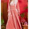 Onjenu Sharon Velvet 70's Maxi Dress Blush Pink