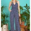 New In Onjenu Ciara Polkadot 70's Jumpsuit Navy Blue