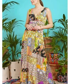 New In Onjenu Fifi Gaia 70's Maxi Dress