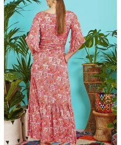 Onjenu Gabriella Cybele 70's Maxi Dress Coral
