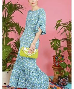 Onjenu Gabriella Hera 70's Maxi Dress Blue New In