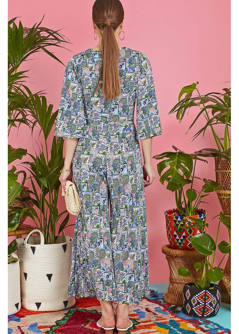 New In Onjenu Laurie Cybele 70's Jumpsuit In Turquoise