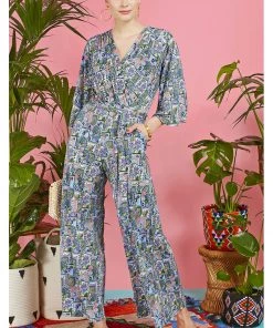 New In Onjenu Laurie Cybele 70's Jumpsuit In Turquoise