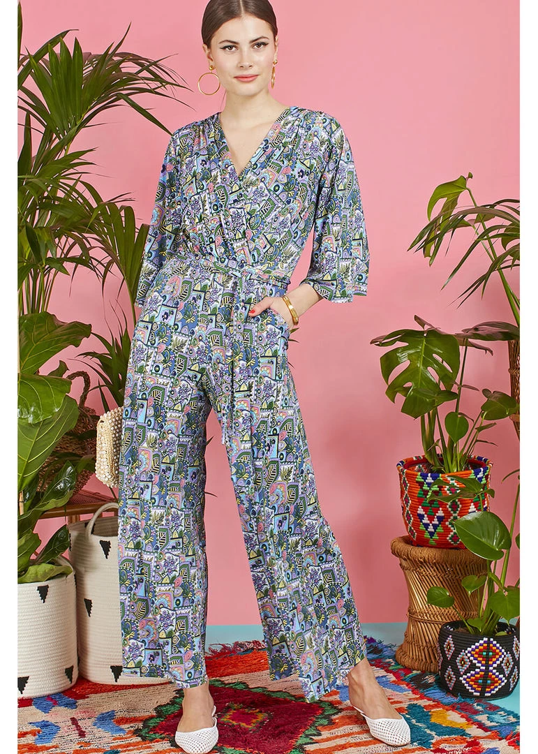 New In Onjenu Laurie Cybele 70's Jumpsuit In Turquoise
